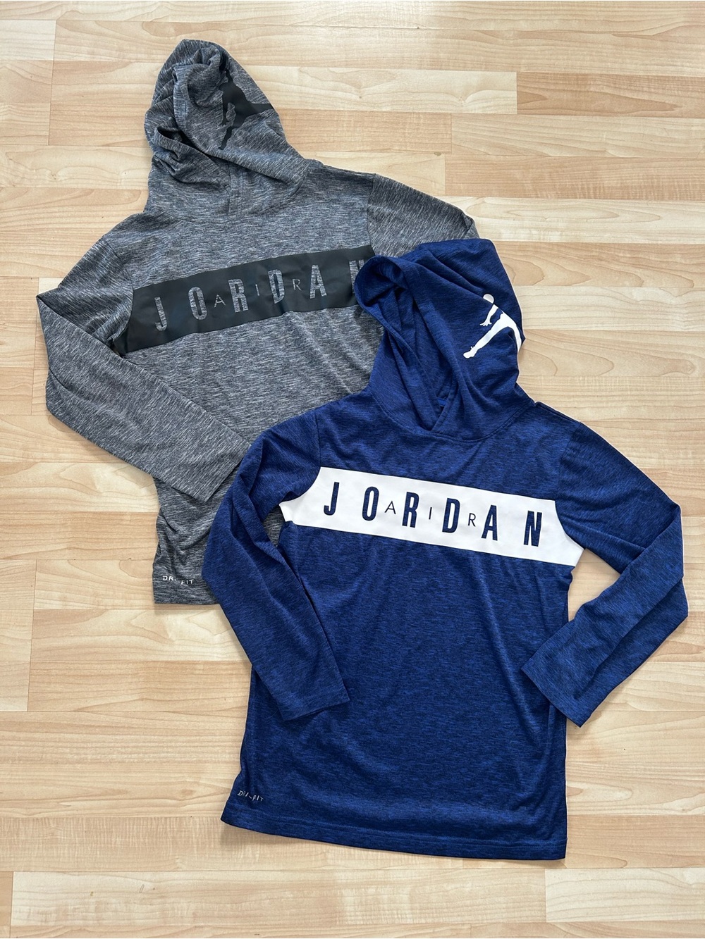 Nike Jordan Boys' Hooded Long-Sleeve Tops - Navy & Gray - Set of 2
